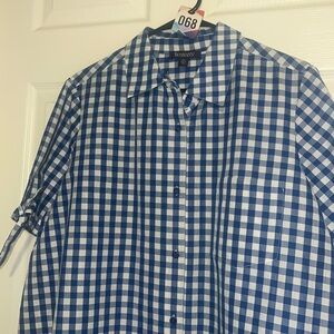 Blue/White Gingham Plaid Button Down